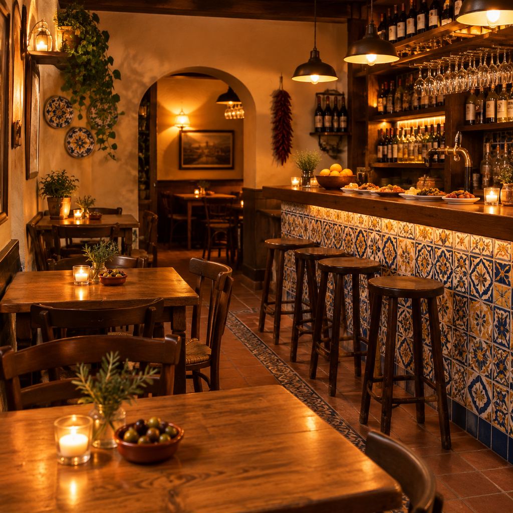 Cozy interior of the tapas bar